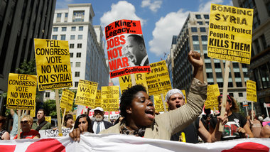 Protestdemonstration gegen Obamas geplanten Syrien-Krieg am Sams...