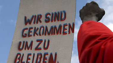 Lampedusa-Fl&uuml;chtlinge auf einer Demo in Hamburg Mitte Augus...