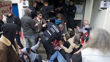 Protest gegen eine Zwangsr&auml;umung in Berlin-Spandau, 15.7.20...
