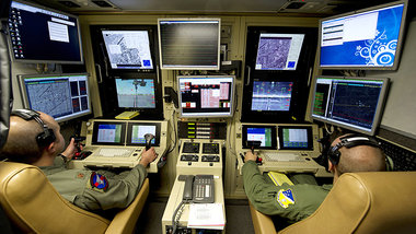 Übungszentrum zum Drohnenflug der US-Air Force in der Wüste von ...