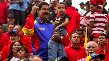 Venezuelas Pr&auml;sident Nicol&aacute;s Maduro am Montag mit Jo...