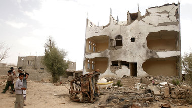 Nach einem US-Drohnenangriff: Ruinen eines Wohnhauses in der jem...