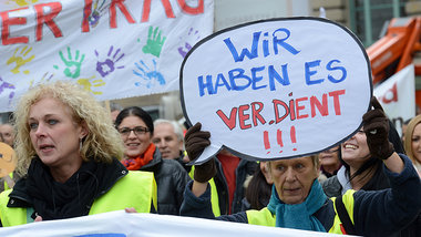 Bei den ver.di-Streiks im Einzelhandel am Montag &ndash; hier in...