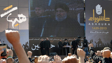 Hisbollah-Chef Nasrallah am Mittwoch in Beirut vor Hunderttausen... Hisbollah-Chef Nasrallah am Mittwoch in Beirut vor Hunderttausen...