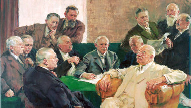 Die erste Hilfskraft zweier Weltkriege: Carl Bosch (l.) im Dialo...