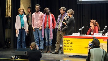 Delegation der Flüchtlinge vom Oranienplatz in Berlin