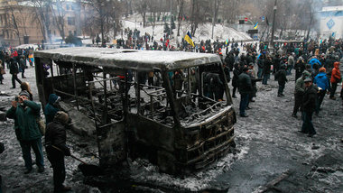 Kiew am Dienstag nach der Eskalation der Gewalt vom Wochenende