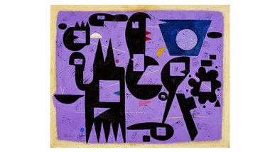 Willi Baumeister: »Schwarz-violett«, Öl mit Kun... Willi Baumeister: »Schwarz-violett«, Öl mit Kun...