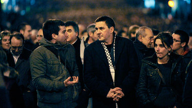14 Monate in Freiheit: Arnaldo Otegi (m.) auf einer Demonstratio...