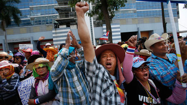 Proteste von Reisbauern am 10. Februar in Bangkok