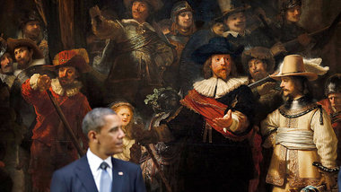 US-Pr&auml;sident Barack Obama vor dem Rembrandt-Gem&auml;lde &r...