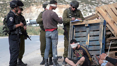 Verhaftung einer Gruppe von Pal&auml;stinensern durch israelisch...