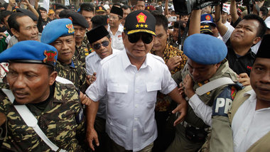 GSG-9-geschult: Prabowo Subianto auf Wahlkampftour im Osten Java...