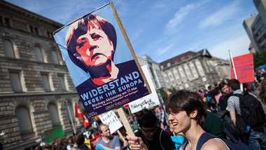 Blockupy-Protest in Berlin unter dem Motto: &raquo;Grenzenlos so...