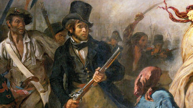 Der Zylinder als Demokratensymbol (Detail bei Delacroix)