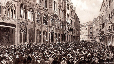 Begeisterung &uuml;ber den Kriegsbeginn in Dresden am 1. August ...