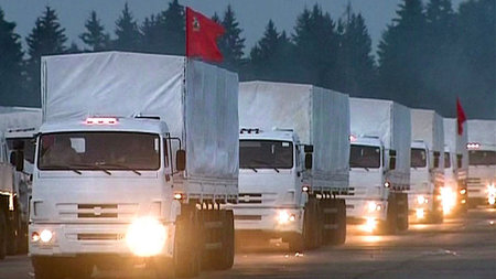 280 Lastwagen mit Hilfsg&uuml;tern f&uuml;r die Ostukraine am Di...