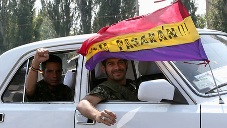 Internationale Solidarität: Rafael Muñoz (links) und... Internationale Solidarität: Rafael Muñoz (links) und...
