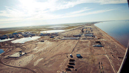 Bauarbeiten am Hafen Sabetta auf der nordsibirischen Halbinsel J...