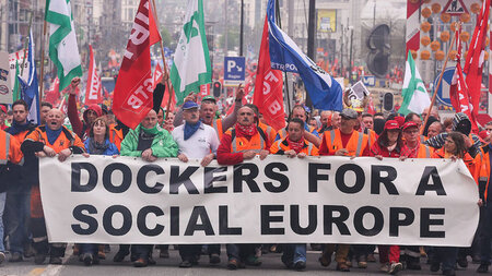 Belgische Gewerkschafter demonstrierten bereits im vergangenen A...