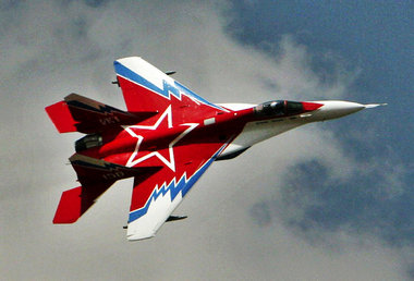 Russisches Kampfflugzeug der neuesten Generation, die MiG-35, au...
