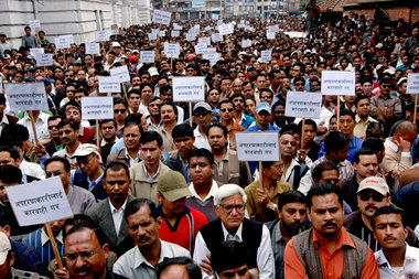 Geschäftsleute in Kathmandu im Streik gegen Nepals Maoisten