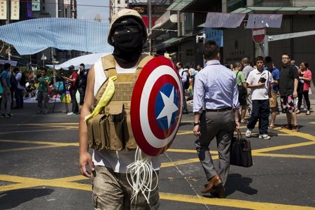 Bekenntnisprotest: Ein »Occupy Central«-Demonstrant am 6. Oktobe... Bekenntnisprotest: Ein »Occupy Central«-Demonstrant am 6. Oktobe...