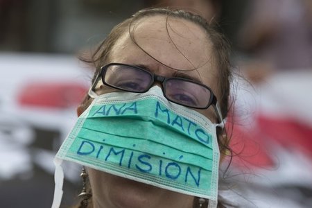 Bei Protesten am Mittwoch in Madrid wurde der Rücktritt von Gesu...