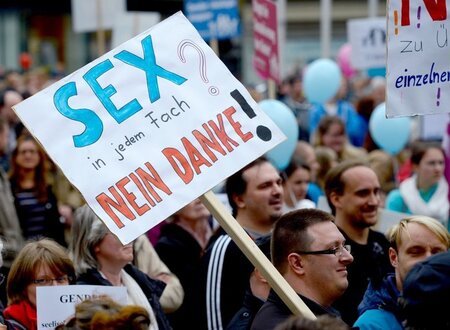 Die Phantasien sprießen: Teilnehmer einer Anti-Bildungsplan-Demo...