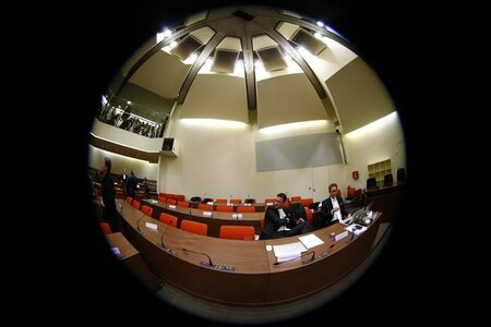 Ungewöhnlicher Blick in den Saal A 101 des Oberlandesgerichts Mü... Ungewöhnlicher Blick in den Saal A 101 des Oberlandesgerichts Mü...