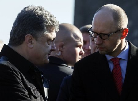 Präsident Petro Poroschenko und Ministerpräsident Arseni Jazeniu...