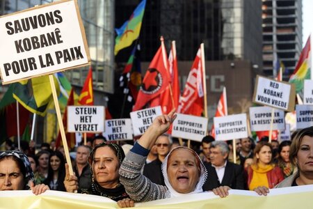 Solidaritätsdemonstration für das vom IS attackierte syrische Ko...