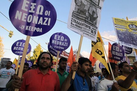 Pakistanische Immigranten protestieren im August 2013 vor dem La...