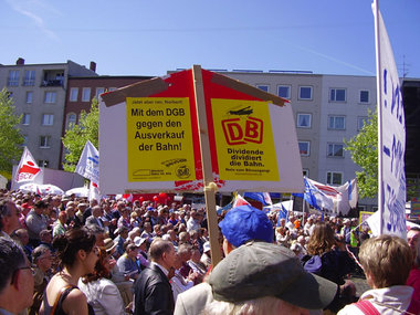 Protest gegen Bahnprivatisierung am 1. Mai in Hannover