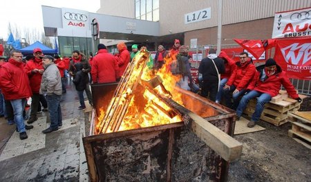 Auch die Brüsseler Audi-Beschäftigten beteiligten sich am Montag...