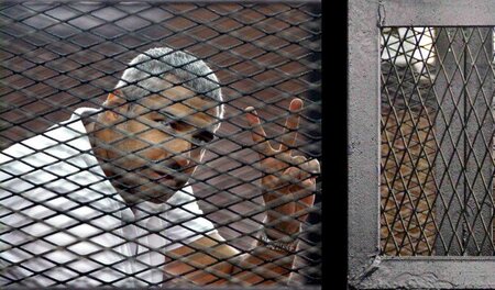 Die Al-Dschasira-Journalisten Mohamed Famy, Peter Greste und Bah...