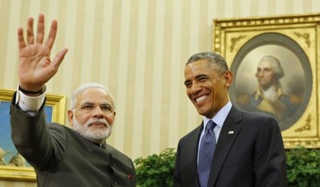 US-Präsident Barack Obama mit Indiens Premierminister Narendra M...