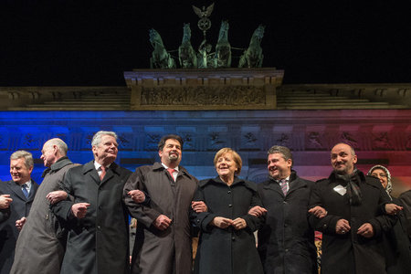 Offenkundig gut gelaunt: Bundespräsident Joachim Gauck, Aiman Ma...