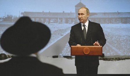 Wladimir Putin am Dienstag bei seiner Rede im Moskauer Jüdischen...