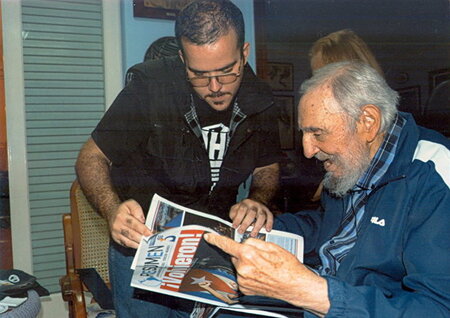 FEU-Präsident Randy Perdomo García im Gespräch mit Fidel Castro FEU-Präsident Randy Perdomo García im Gespräch mit Fidel Castro