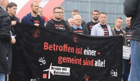 Solidarität mit dem Betriebsrat Böttger demonstrierten im Septem...