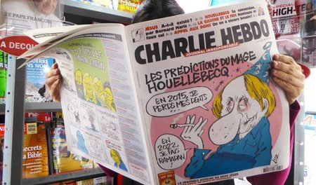 Ein zahnloser Houellebecq zierte die aktuelle Ausgabe des Satire...