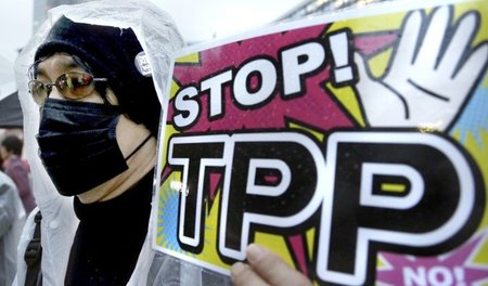 Protest gegen das transpazifische Freihandelsabkommen TPP im Apr...