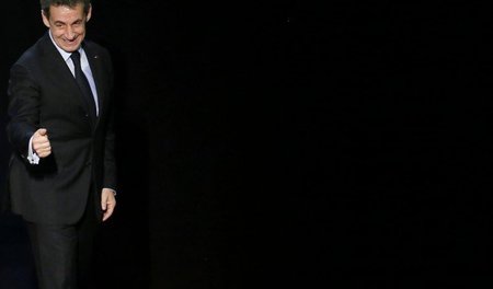 Hat gut Lachen: Nicolas Sarkozy, hier auf einer Wahlkampfveranst...