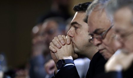 Griechenlands Premierminister Alexis Tsipras auf einer Syriza-Pa...