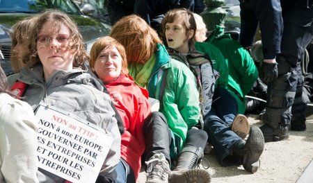 Hunderte Gewerkschafter wurden im Mai 2014 bei einer Protestakti...