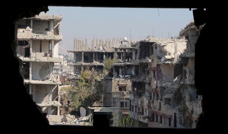 Zerstörte Häuser in Jobar bei Damaskus Zerstörte Häuser in Jobar bei Damaskus