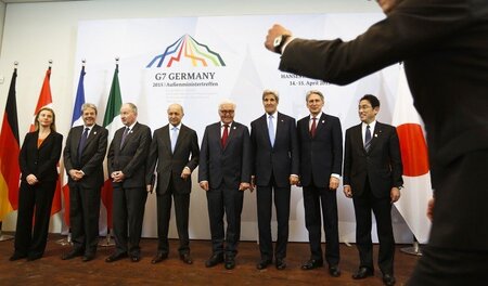 Die Außenminister der G-7-Staaten und die EU-Außenbeauftrage Fed... Die Außenminister der G-7-Staaten und die EU-Außenbeauftrage Fed...