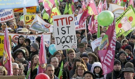 Anti-TTIP-Protest auf der Demo für solidarische und ökologische ... Anti-TTIP-Protest auf der Demo für solidarische und ökologische ...