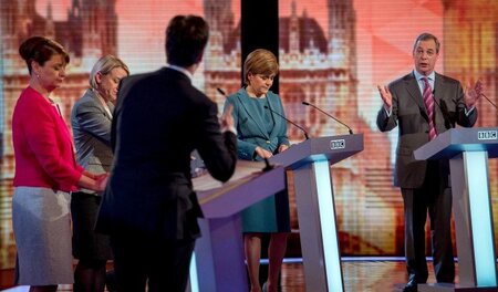 BBC-Fernsehdebatte am vergangenen Donnerstag mit den Parteichefs...